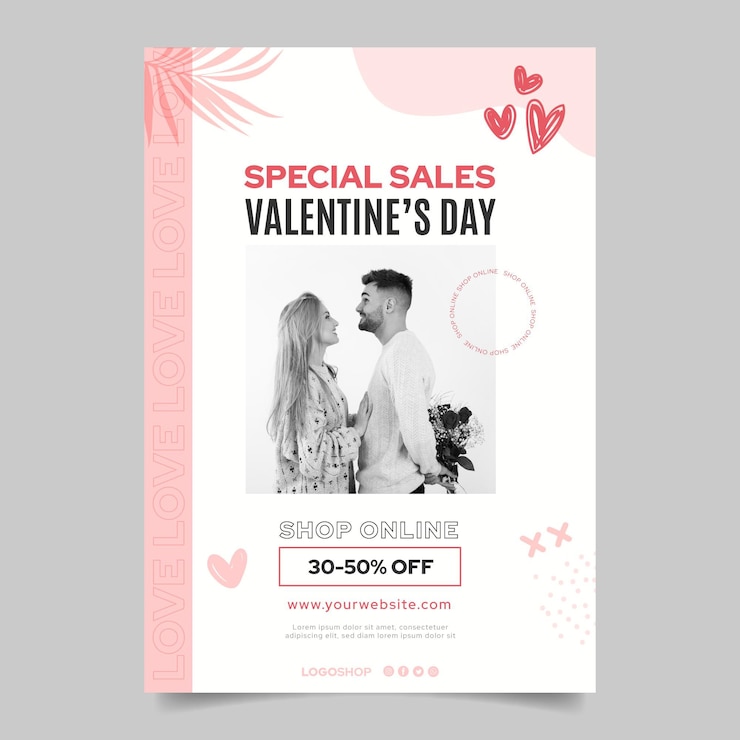 Vecteur gratuit affiche de vente saint valentin a4