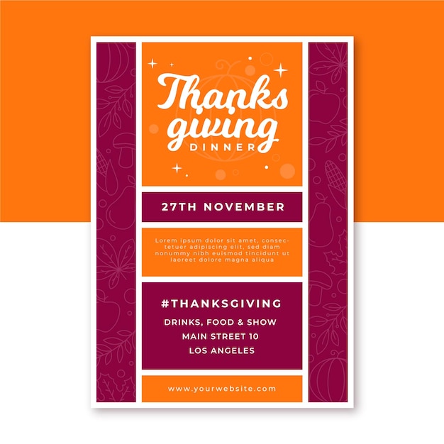 Vecteur gratuit affiche verticale de thanksgiving