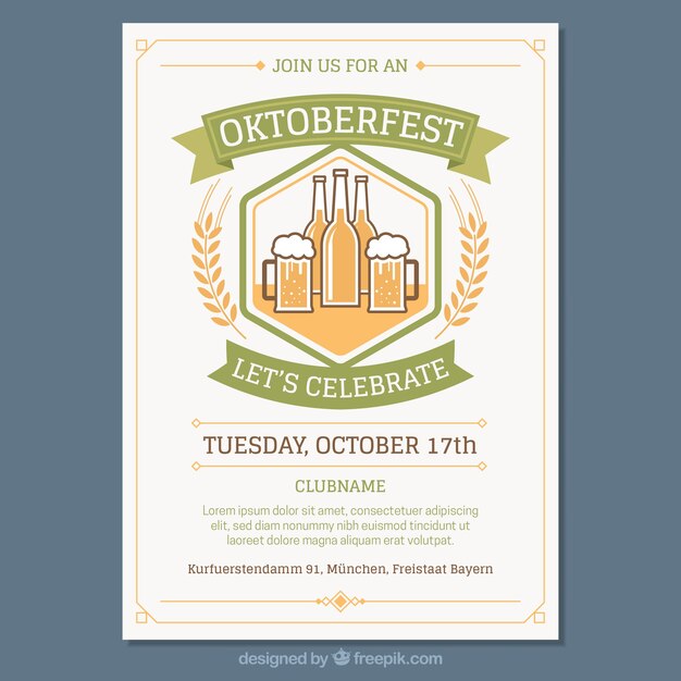 Vecteur gratuit affiche vintage de la fête d'oktoberfest