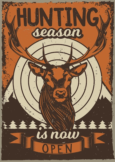 Affiche Vintage Avec Illustration D'un Cerf