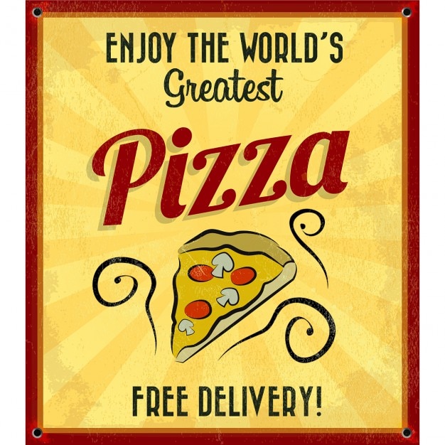 Vecteur gratuit affiche vintage de la plus grande pizzas