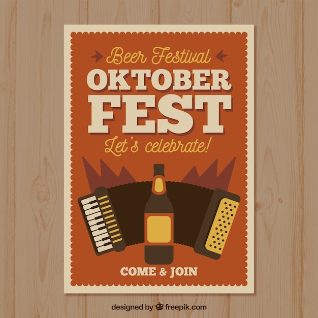 Affiche Vintage Le Plus Oktobefest Avec La Bière Et L'accordéon