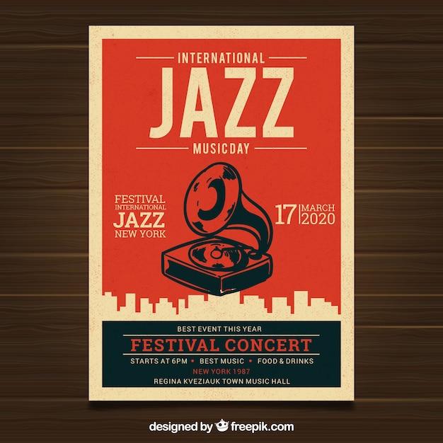 Affiche Vintage Pour La Journée Internationale Du Jazz