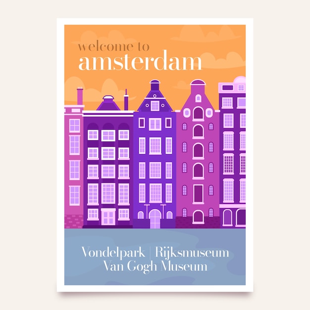 Vecteur gratuit affiche de voyage avec amsterdam