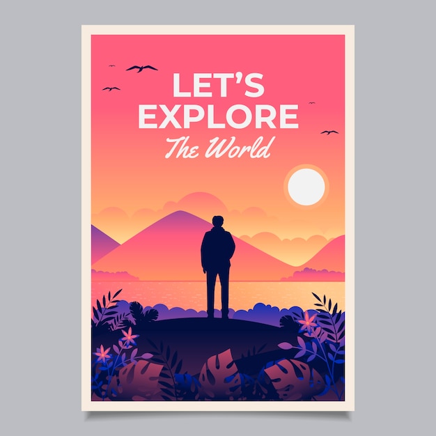 Vecteur gratuit affiche de voyage illustrée