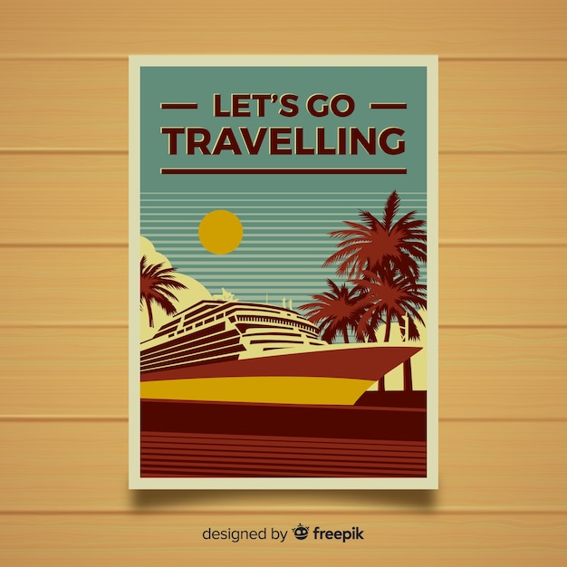 Vecteur gratuit affiche de voyage plat vintage