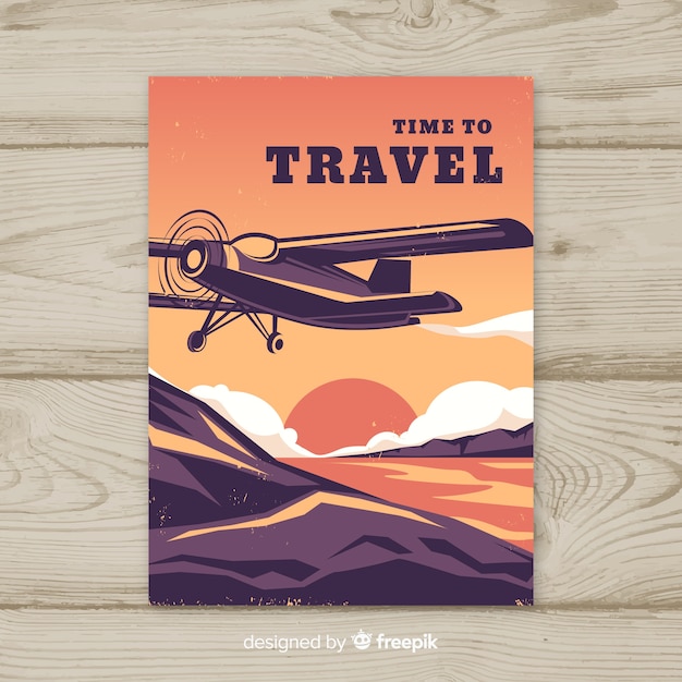 Vecteur gratuit affiche de voyage plat vintage