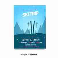 Vecteur gratuit affiche de voyage silhouette de ski