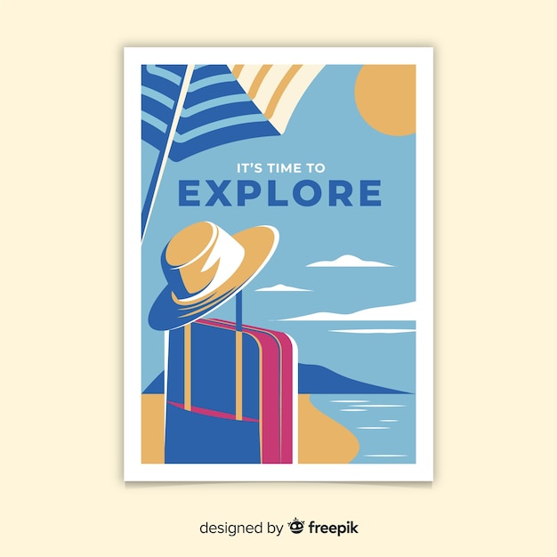 Vecteur gratuit affiche de voyage vintage design plat