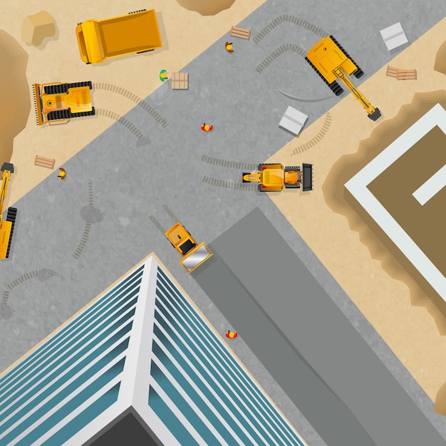 Affiche vue de dessus de construction