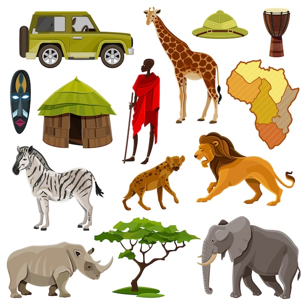Vecteur gratuit afrique icons set
