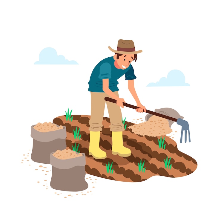 Vecteur gratuit l'agriculture biologique avec l'homme sur le terrain
