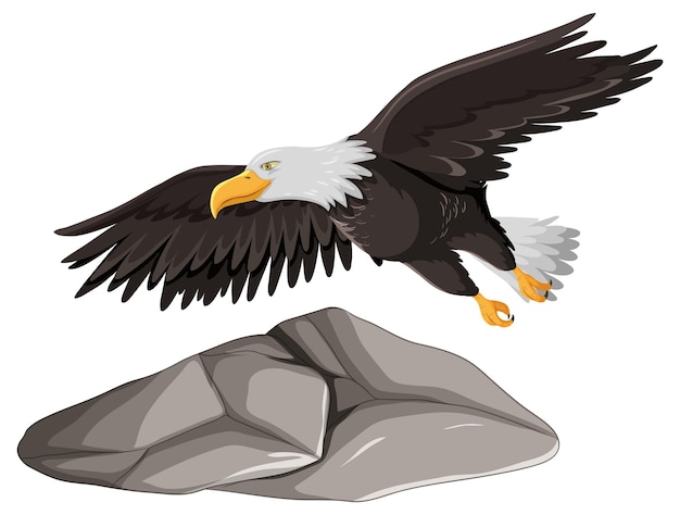 Vecteur gratuit aigle volant au-dessus de la roche grise