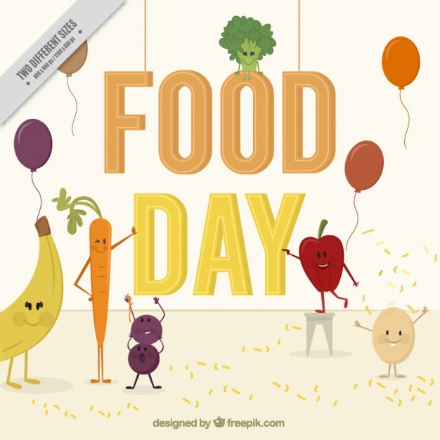Vecteur gratuit alimentaire day background avec des fruits et légumes