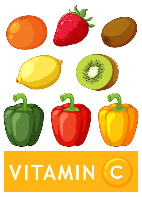 Vecteur gratuit des aliments sains riches en vitamine c