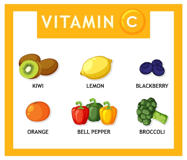 Vecteur gratuit des aliments sains riches en vitamine c