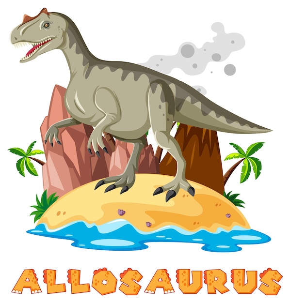 Allosaurus Debout Sur L'île