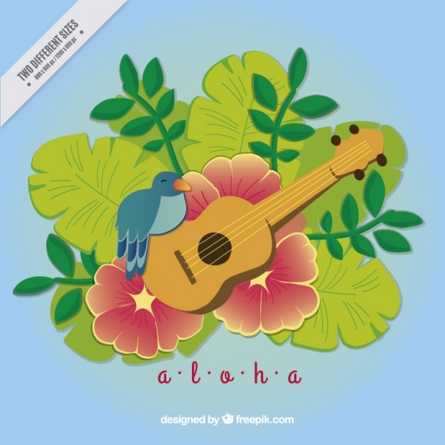 Vecteur gratuit aloha fond avec ukulele