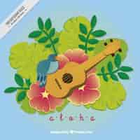 Vecteur gratuit aloha fond avec ukulele