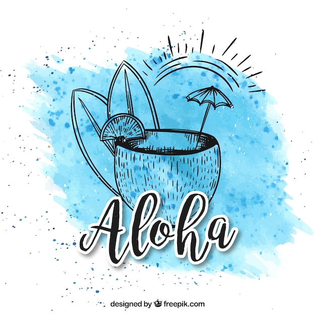 Aloha Fond Avec Un Verre De Coco