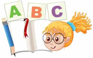 Vecteur gratuit alphabet abc avec jolie fille