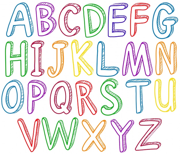 Alphabet en anglais arc-en-ciel A à Z