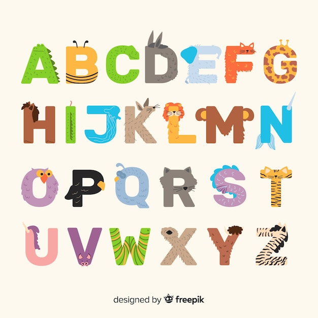 Vecteur gratuit alphabet animal exotique