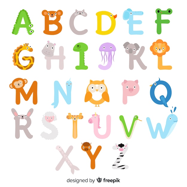 Vecteur gratuit alphabet des animaux illustrés de a à z
