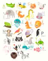 Vecteur gratuit alphabet avec des animaux