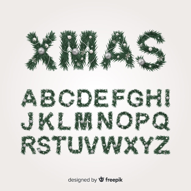 Alphabet arbre de Noël réaliste