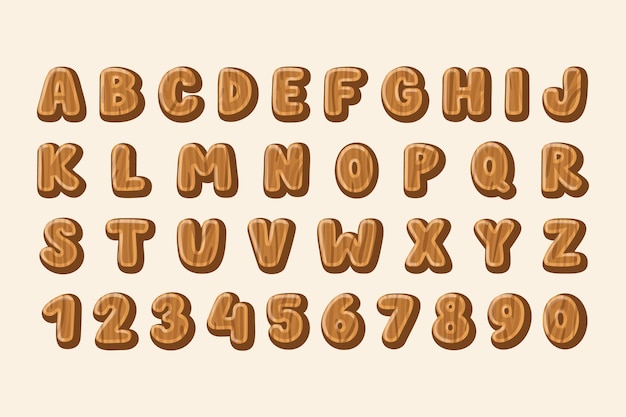 Vecteur gratuit alphabet en bois dessiné à la main