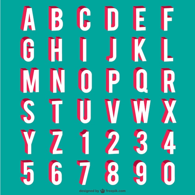 Vecteur gratuit alphabet et les chiffres