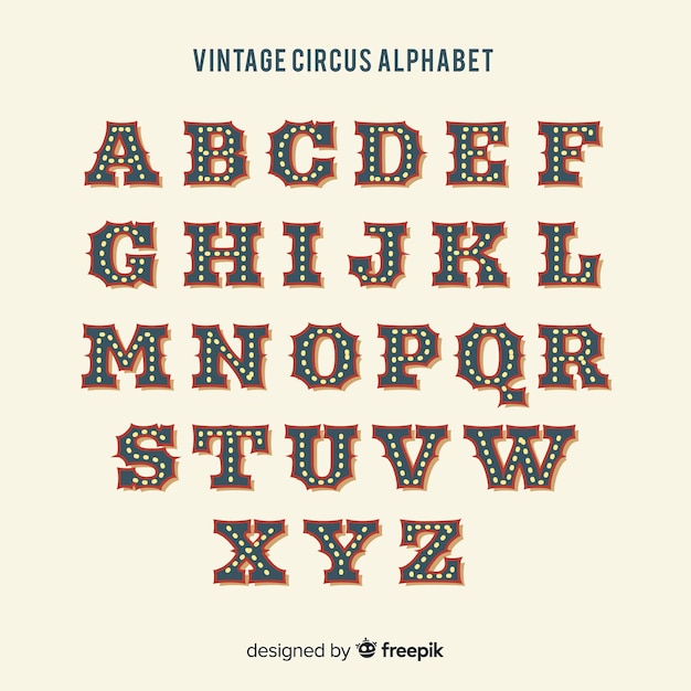 Vecteur gratuit alphabet de cirque vintage