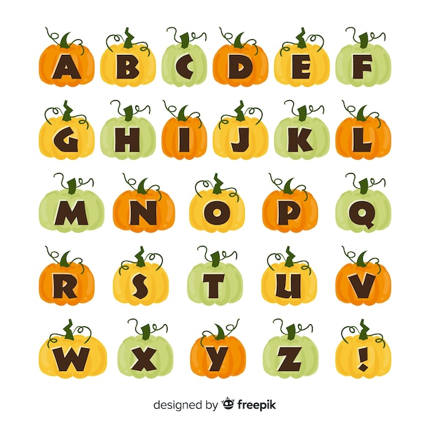 Vecteur gratuit alphabet citrouille d'halloween