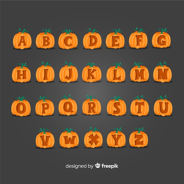 Vecteur gratuit alphabet citrouille d'halloween