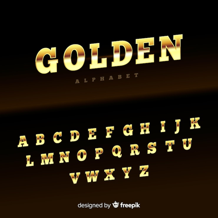 Vecteur gratuit alphabet doré