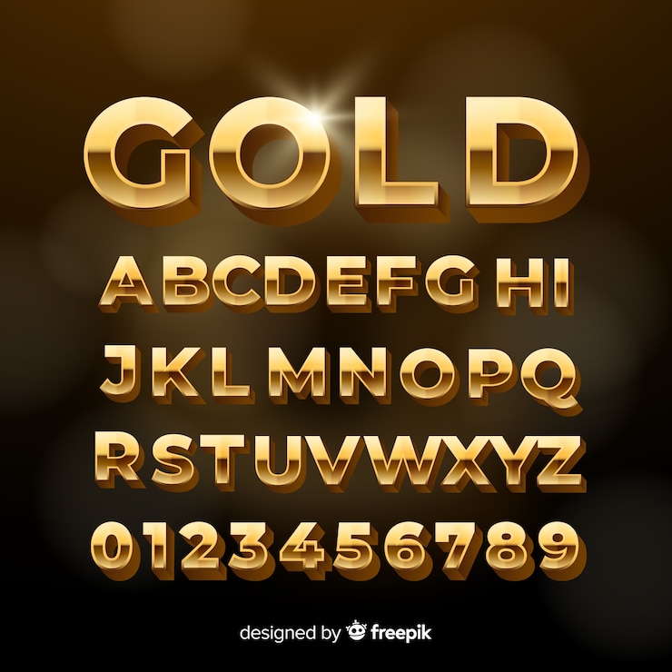Vecteur gratuit alphabet doré