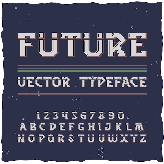 Vecteur gratuit alphabet futur avec des éléments de police de rétrofuturisme isolés chiffres et lettres