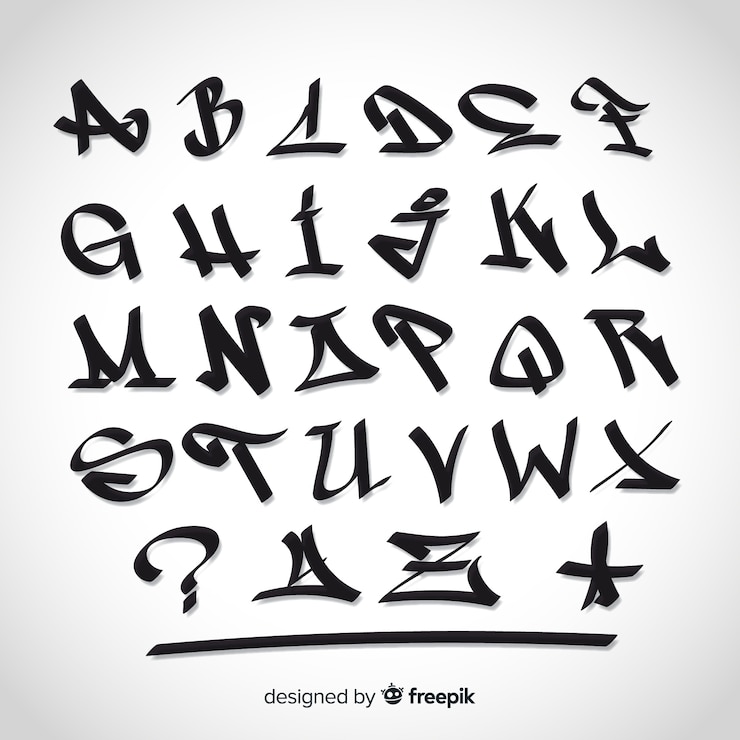 Vecteur gratuit alphabet graffiti