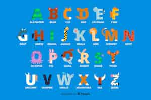 Vecteur gratuit alphabet avec lettre d'animal