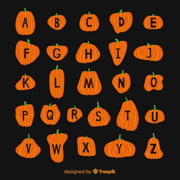 Alphabet mignon de citrouille d'halloween