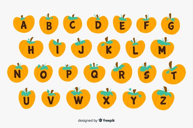 Alphabet mignon de citrouille d'halloween