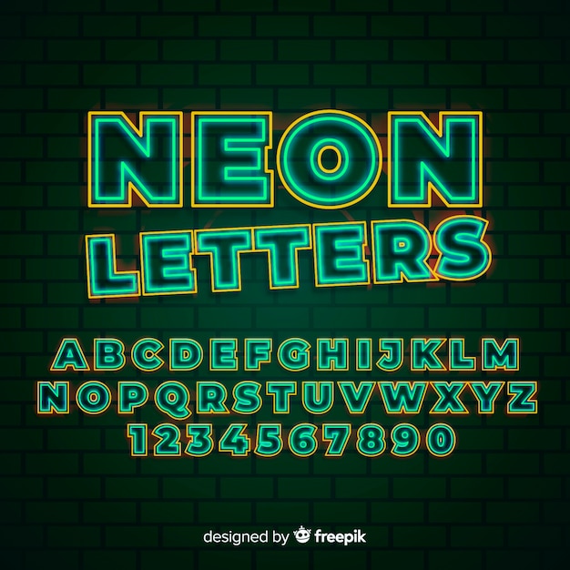 Vecteur gratuit alphabet néon