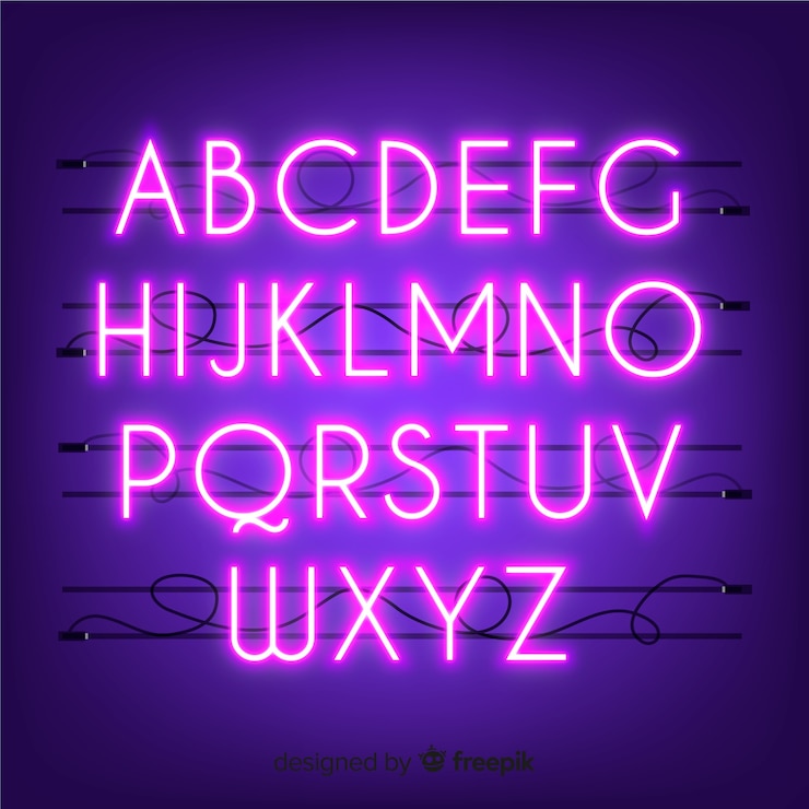 Vecteur gratuit alphabet néon