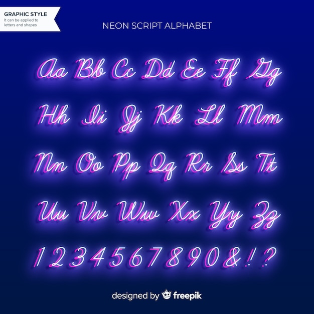 Vecteur gratuit alphabet néon