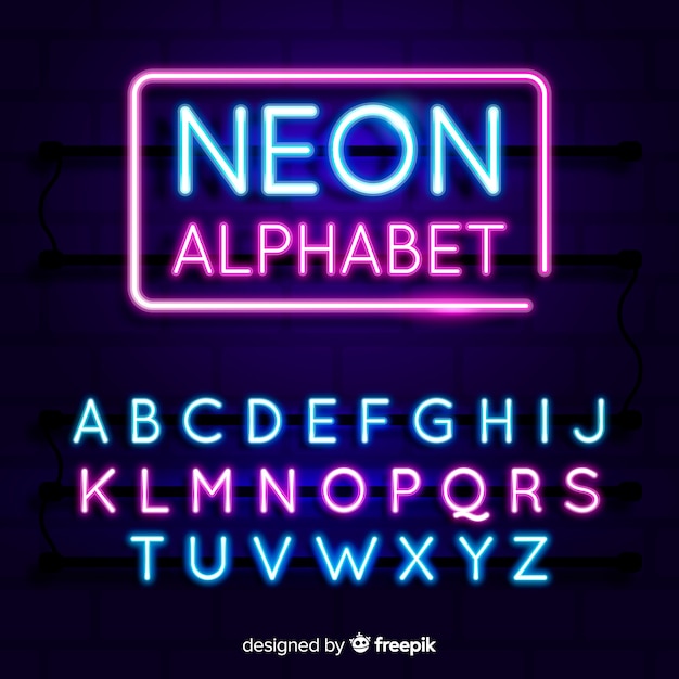 Vecteur gratuit alphabet néon