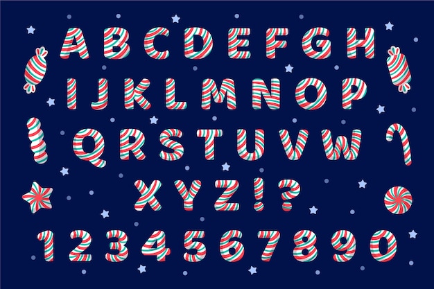 Alphabet de Noël en canne