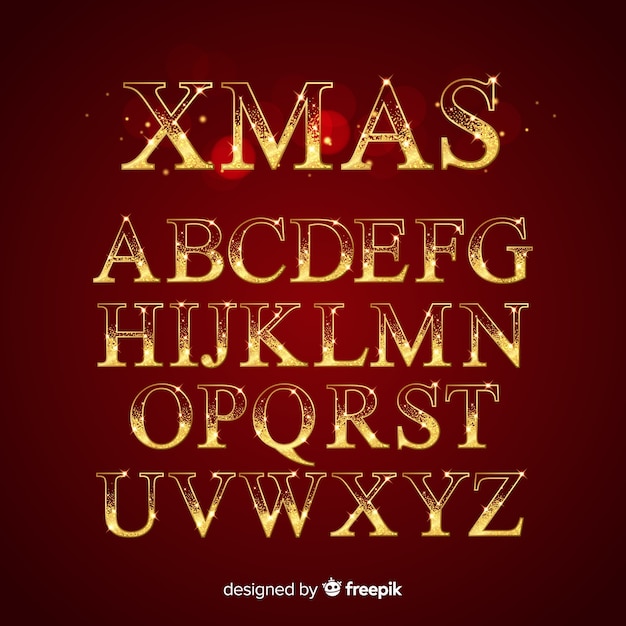 Alphabet De Noël Pétillant Doré