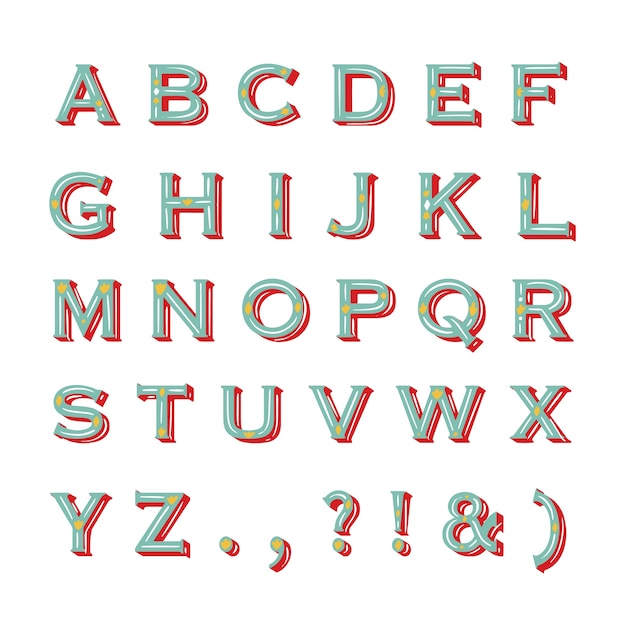 Vecteur gratuit alphabet de noël vintage sur fond blanc