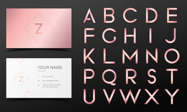 Vecteur gratuit alphabet en or rose dans un style moderne